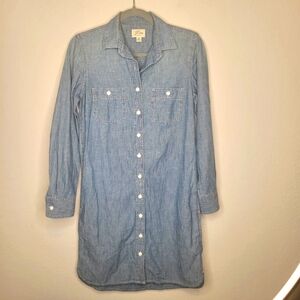 J. Crew chambry Blue Denim Button-Up Shirt Dress size XS